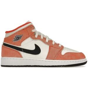 Nike Air Jordan 1 Mid SE GS White Sail Orange Suede DV1341-800 Size 1 Youth